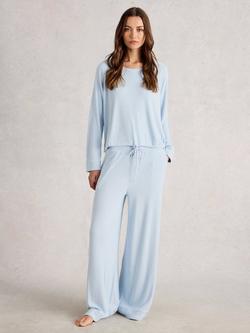 White Stuff Cosy Ribbed Pyjama Top, Light Blue