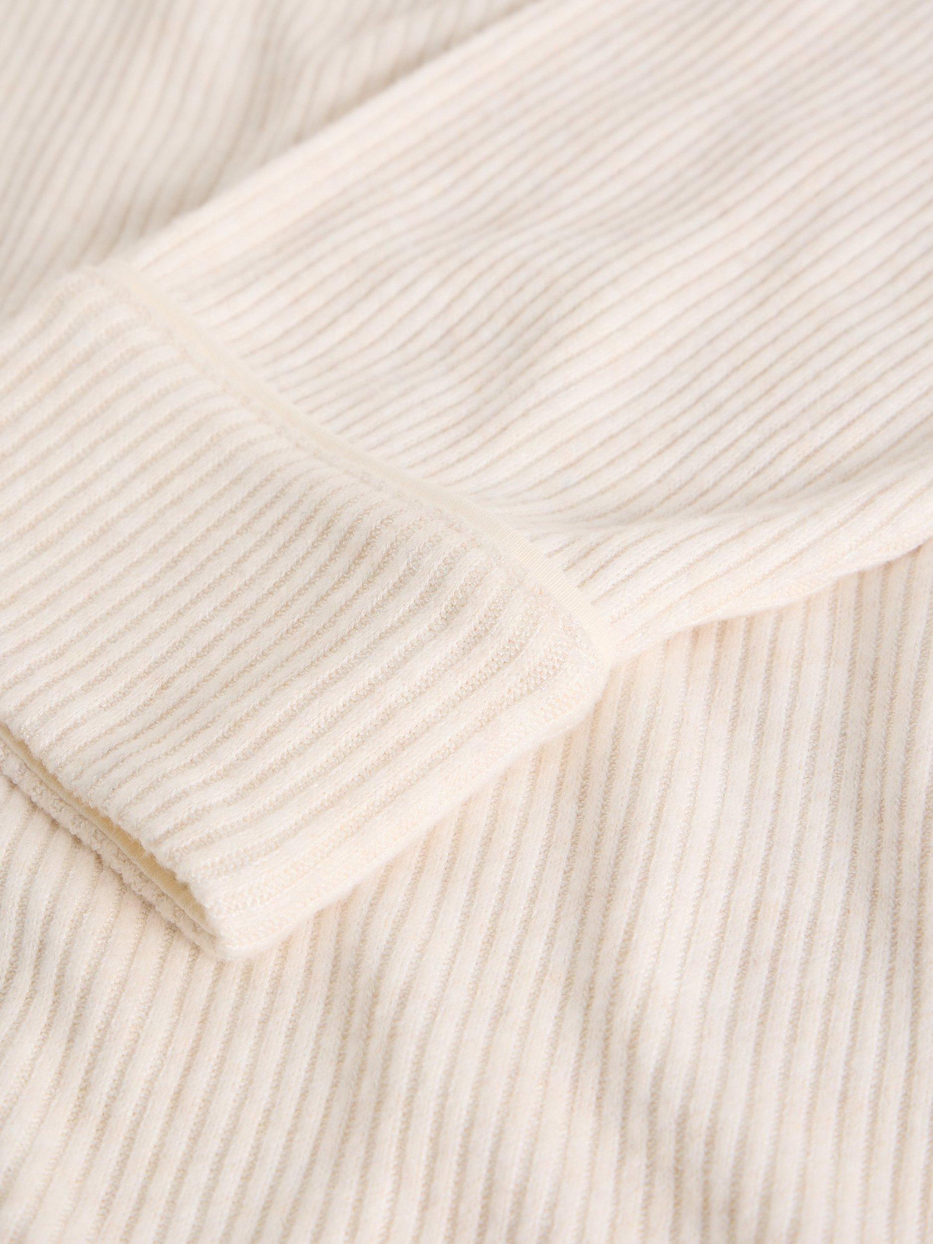 Product image 6 of 6, which shows White Stuff Cosy Ribbed Pyjama Top, Pale Ivory, XL