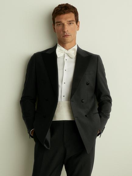 Reiss Poker Double Breasted Wool Blend Blazer, Black