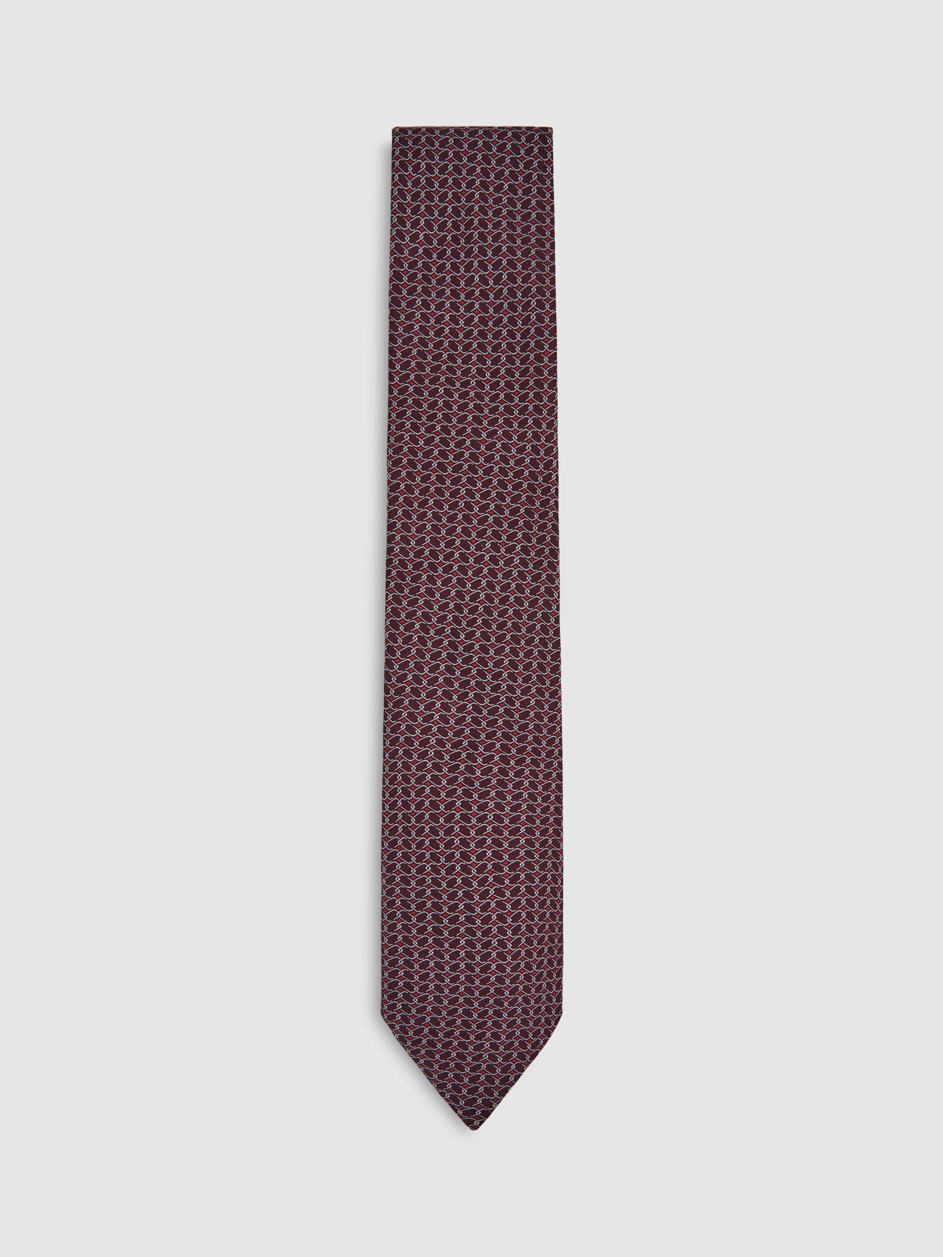 Product image 1 of 5, which shows Reiss Bernardo Silk Tie, Bordeaux, One Size