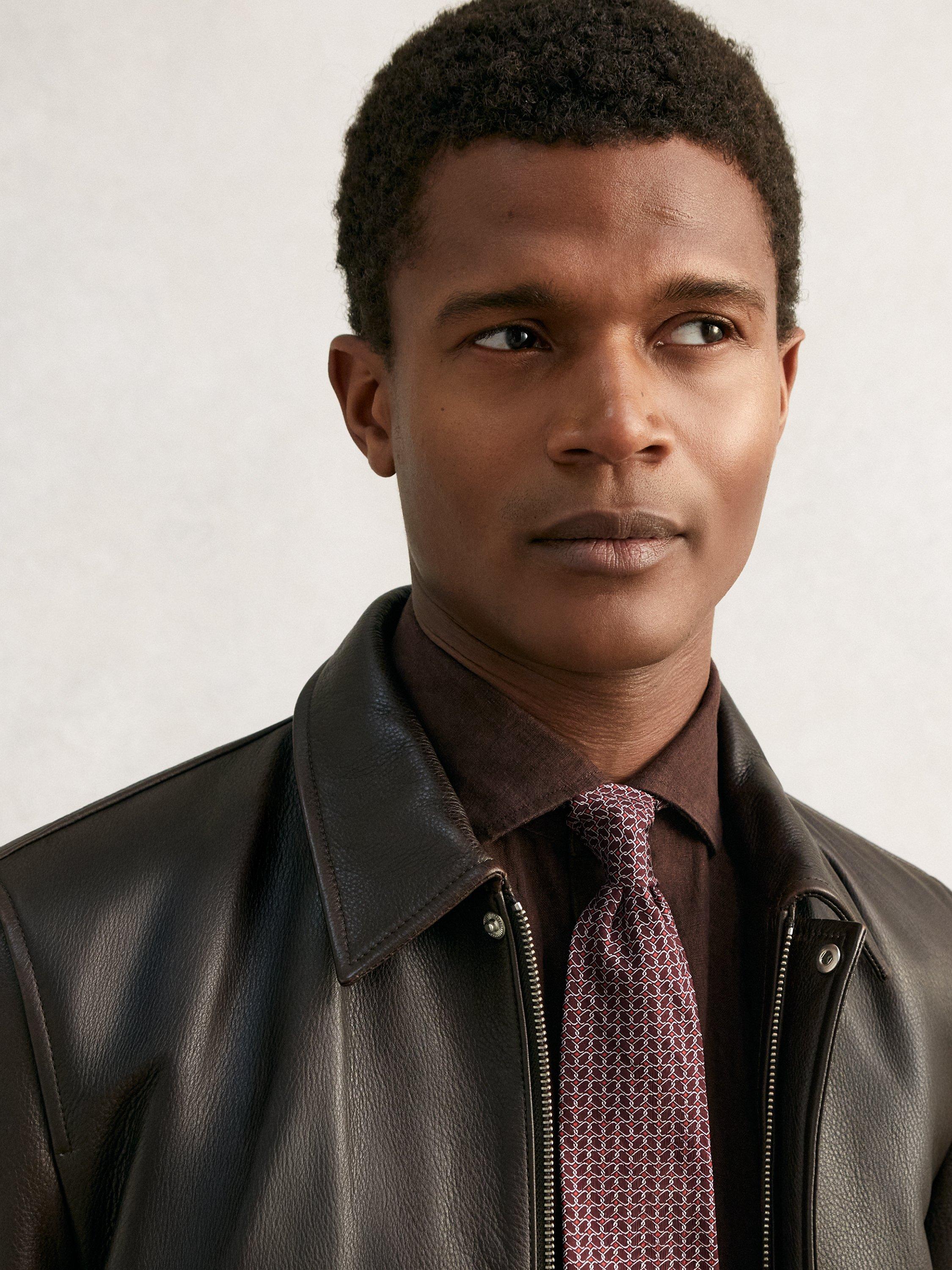 Product image 3 of 5, which shows Reiss Bernardo Silk Tie, Bordeaux, One Size