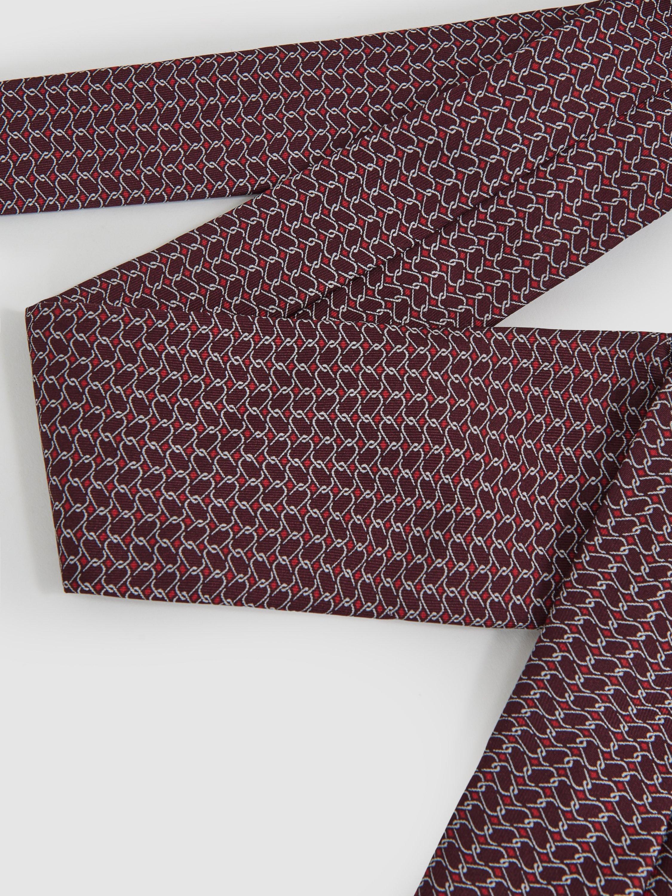 Product image 4 of 5, which shows Reiss Bernardo Silk Tie, Bordeaux, One Size