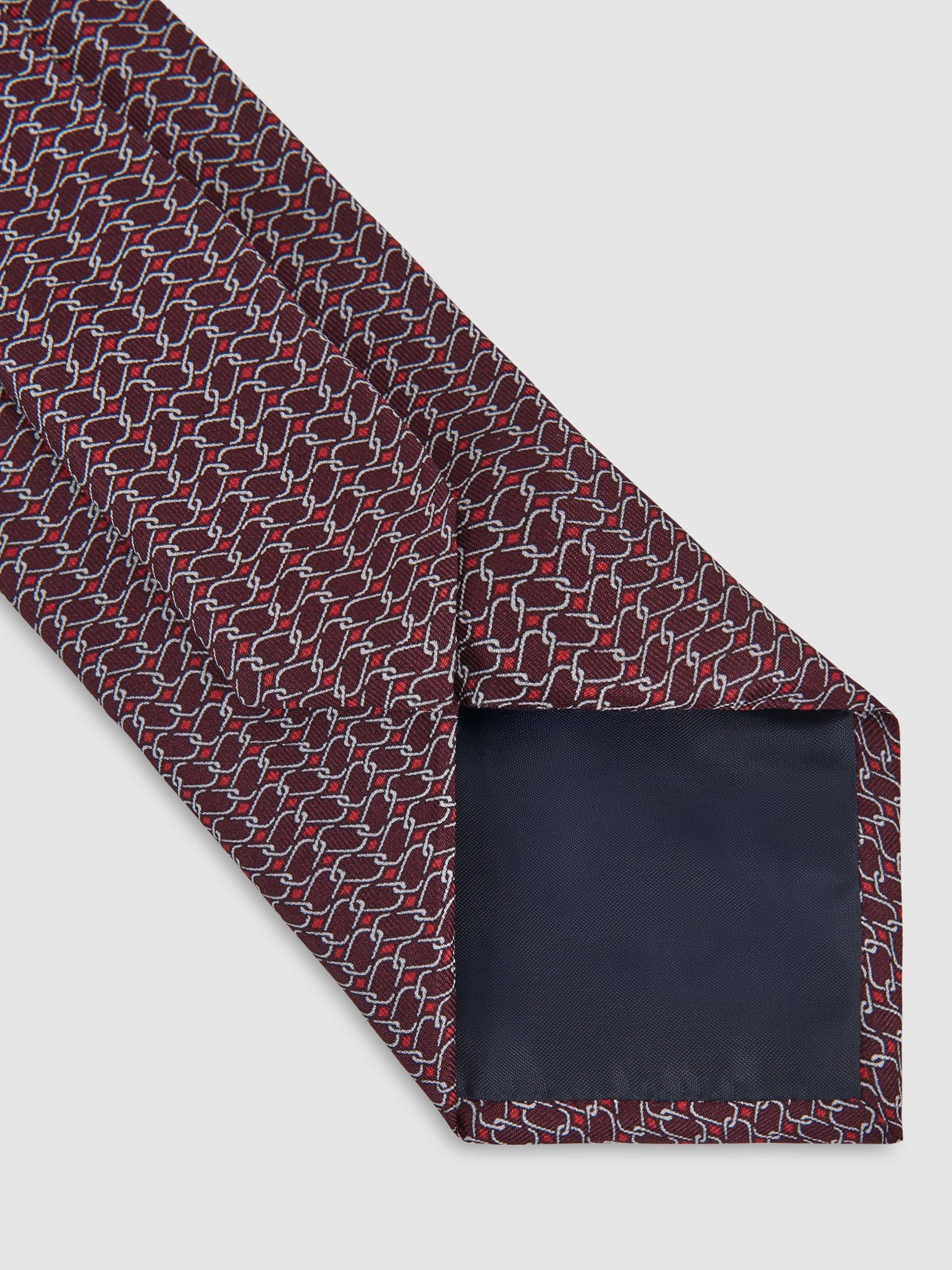 Product image 5 of 5, which shows Reiss Bernardo Silk Tie, Bordeaux, One Size