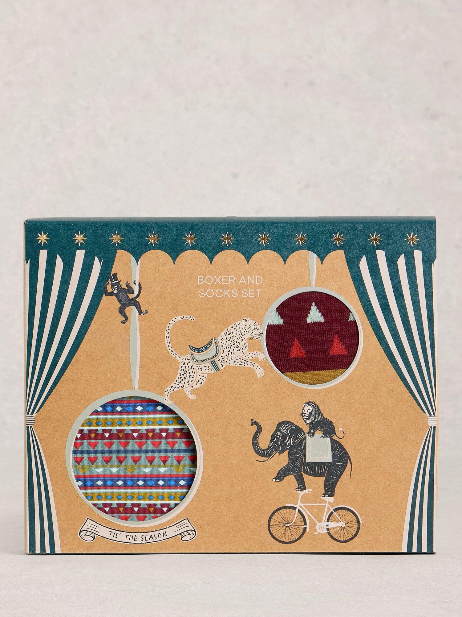 Product image 2 of 4, which shows White Stuff Cotton Blend Boxers and Socks Set, Dark Green, XL