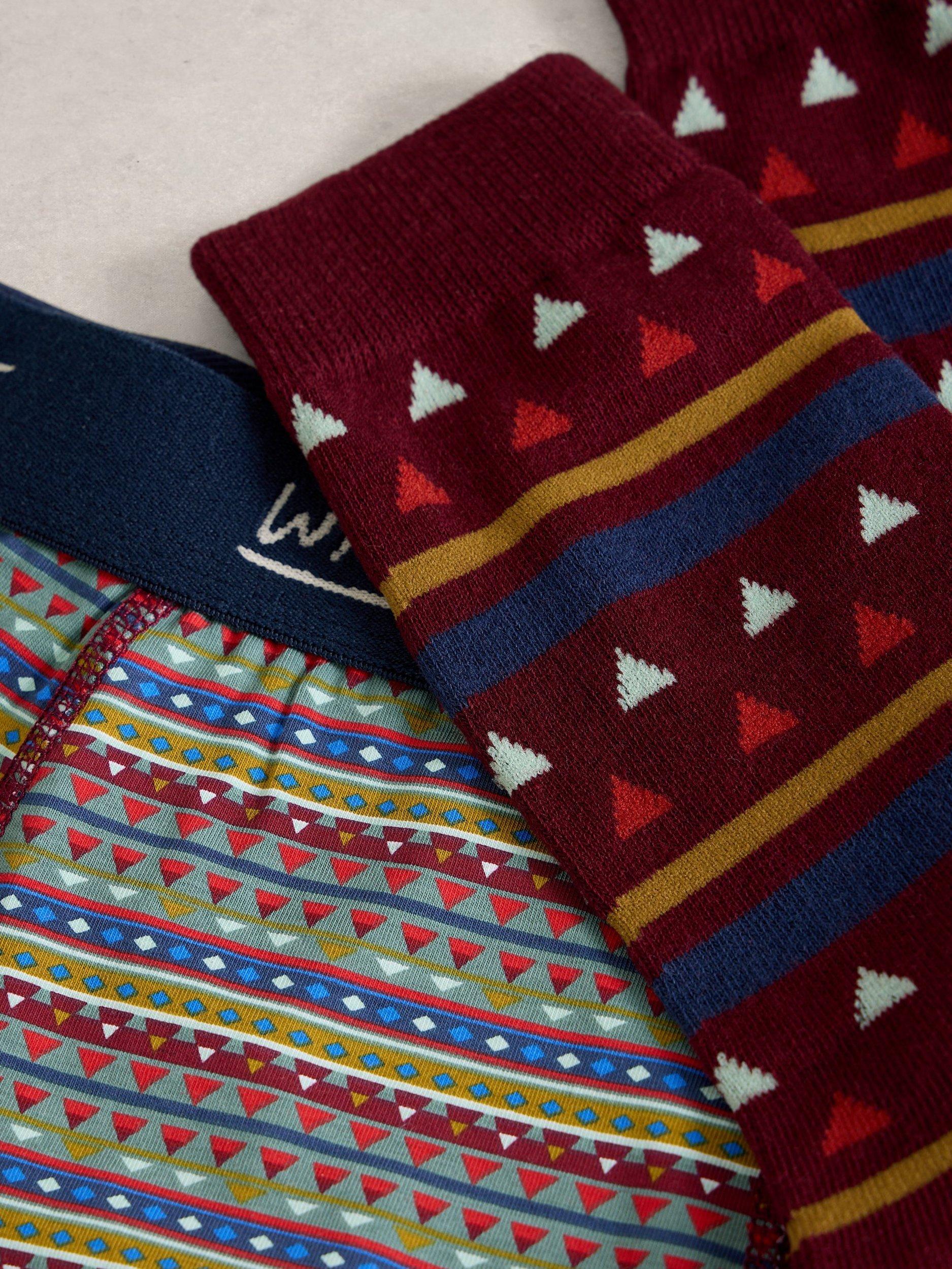 Product image 4 of 4, which shows White Stuff Cotton Blend Boxers and Socks Set, Dark Green, XL