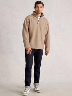 White Stuff Borg Half Zip Jumper, Light Natural