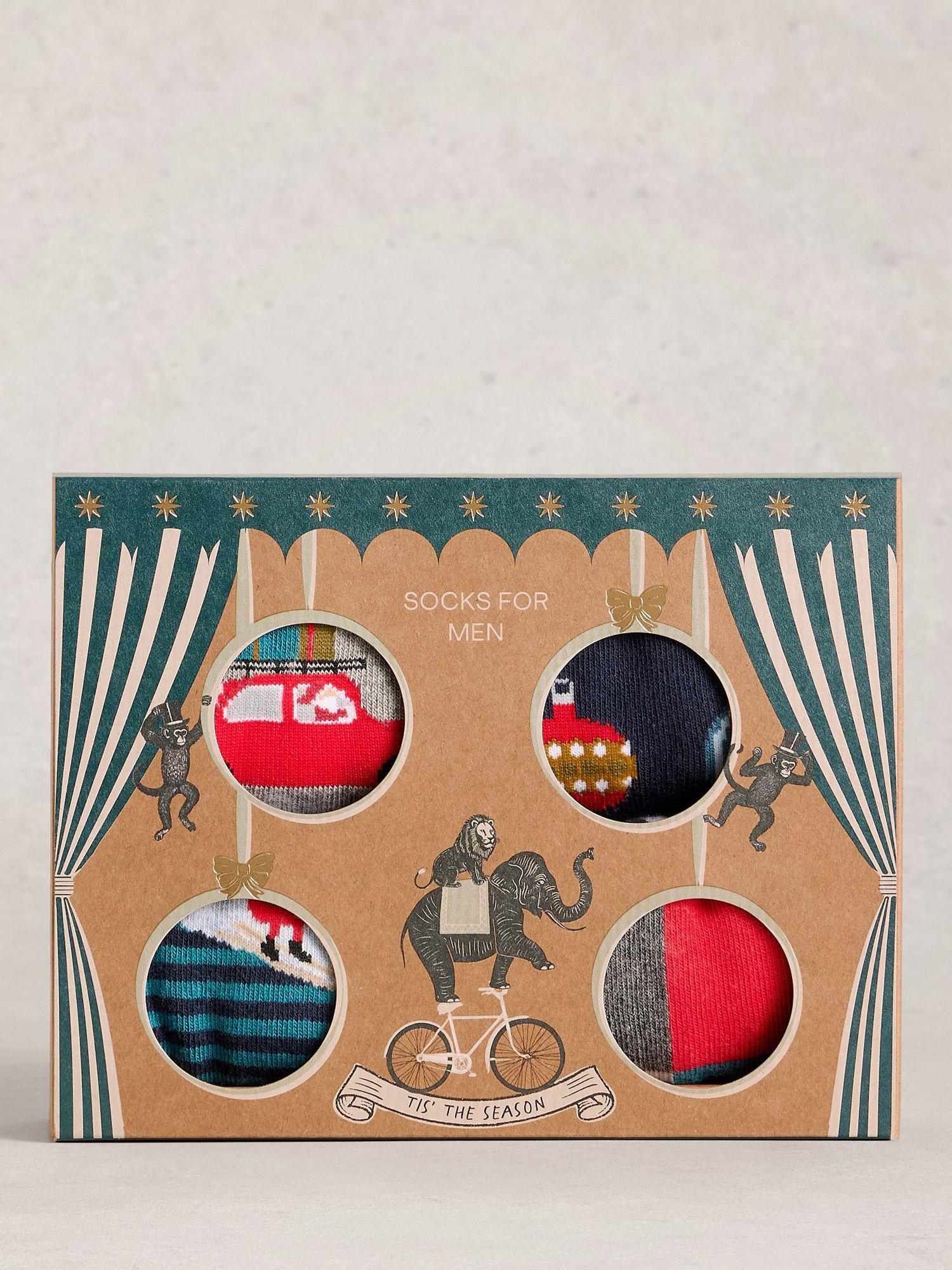 Product image 2 of 4, which shows White Stuff Christmas Socks, Pack of 4, Multi, 7-8.5