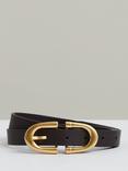 Reiss Bailey Horseshoe Waist Leather Belt, Chocolate