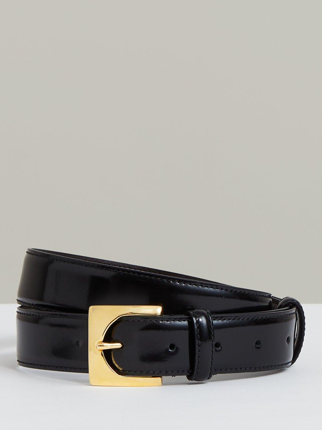Product image 1 of 4, which shows Reiss Belinda Hardware Buckle Leather Belt, Black, L