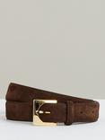 Reiss Belinda Hardware Buckle Suede Belt, Chocolate