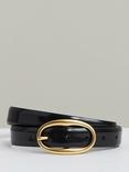 Reiss Drew Oval Buckle Patent Leather Belt, Navy