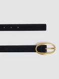 Reiss Drew Oval Buckle Patent Leather Belt, Navy