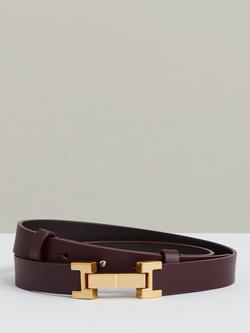 Reiss Hayley Metal Hardware Leather Belt, Burgundy, Burgundy