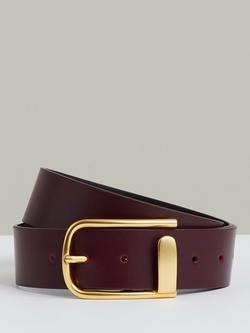 Reiss Iyla Half Keeper Leather Belt, Burgundy, Burgundy