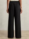 Reiss Robyn Side Stripe Wide Leg Trousers, Black