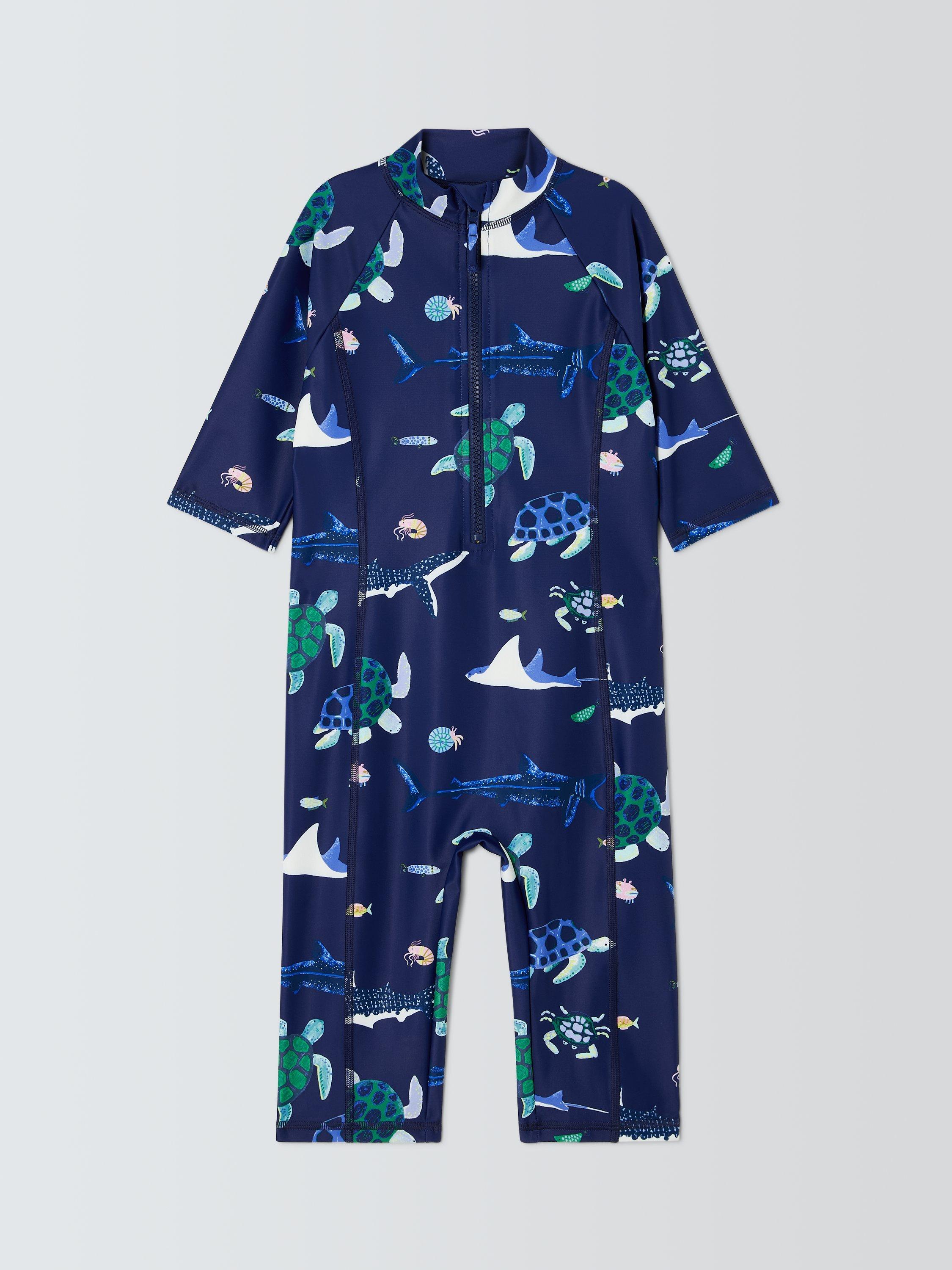 Product image 1 of 3, which shows John Lewis Kids' Deepwater Sunpro Swimsuit, Navy, 3 years