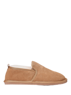 Hotter Attune Suede Sheepskin Moccasin Slippers, Tan
