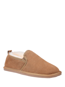 Hotter Attune Suede Sheepskin Moccasin Slippers - view 2, Tan