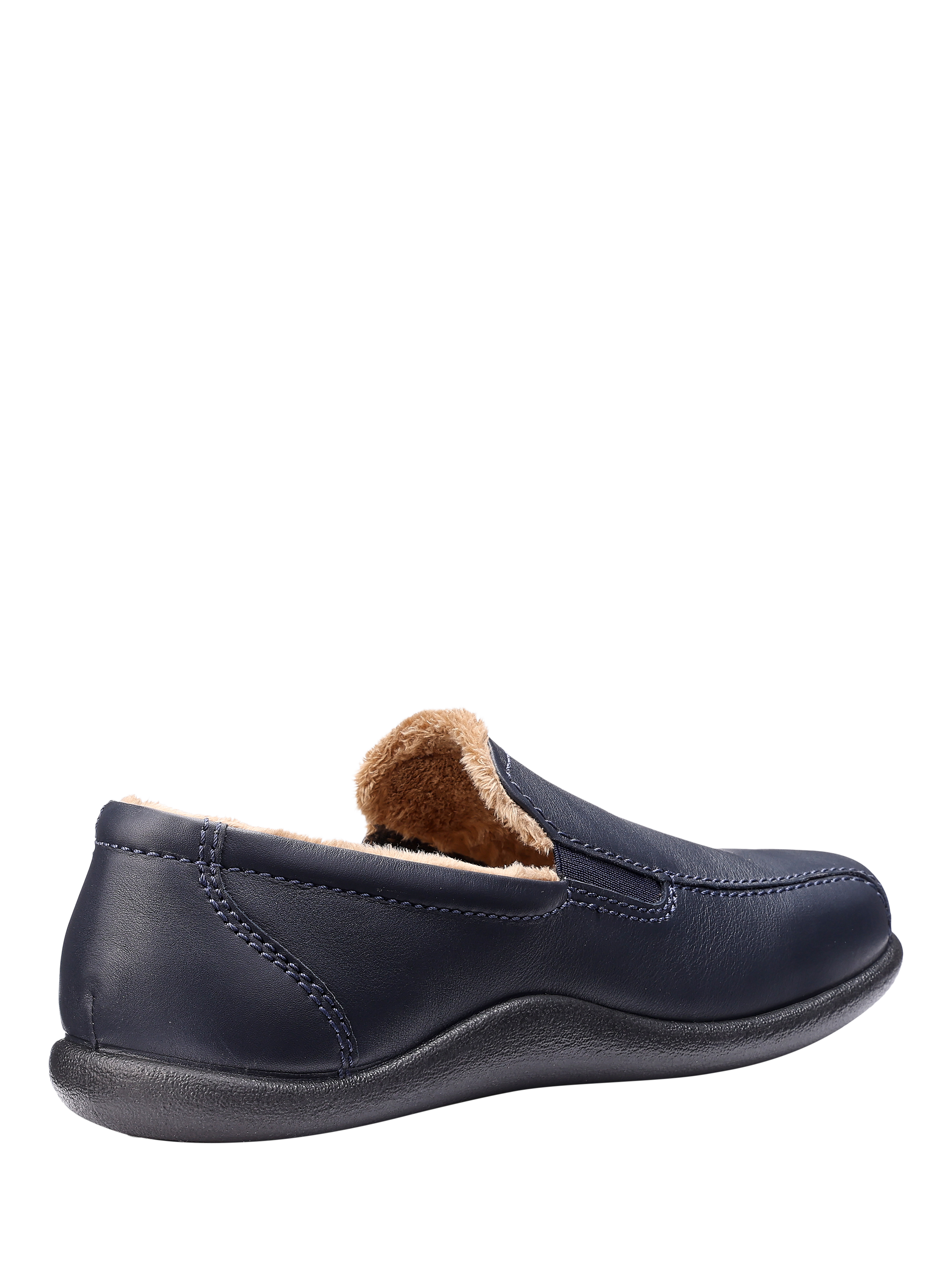 Product image 4 of 4, which shows Hotter Relax Leather Slippers, Navy, 6