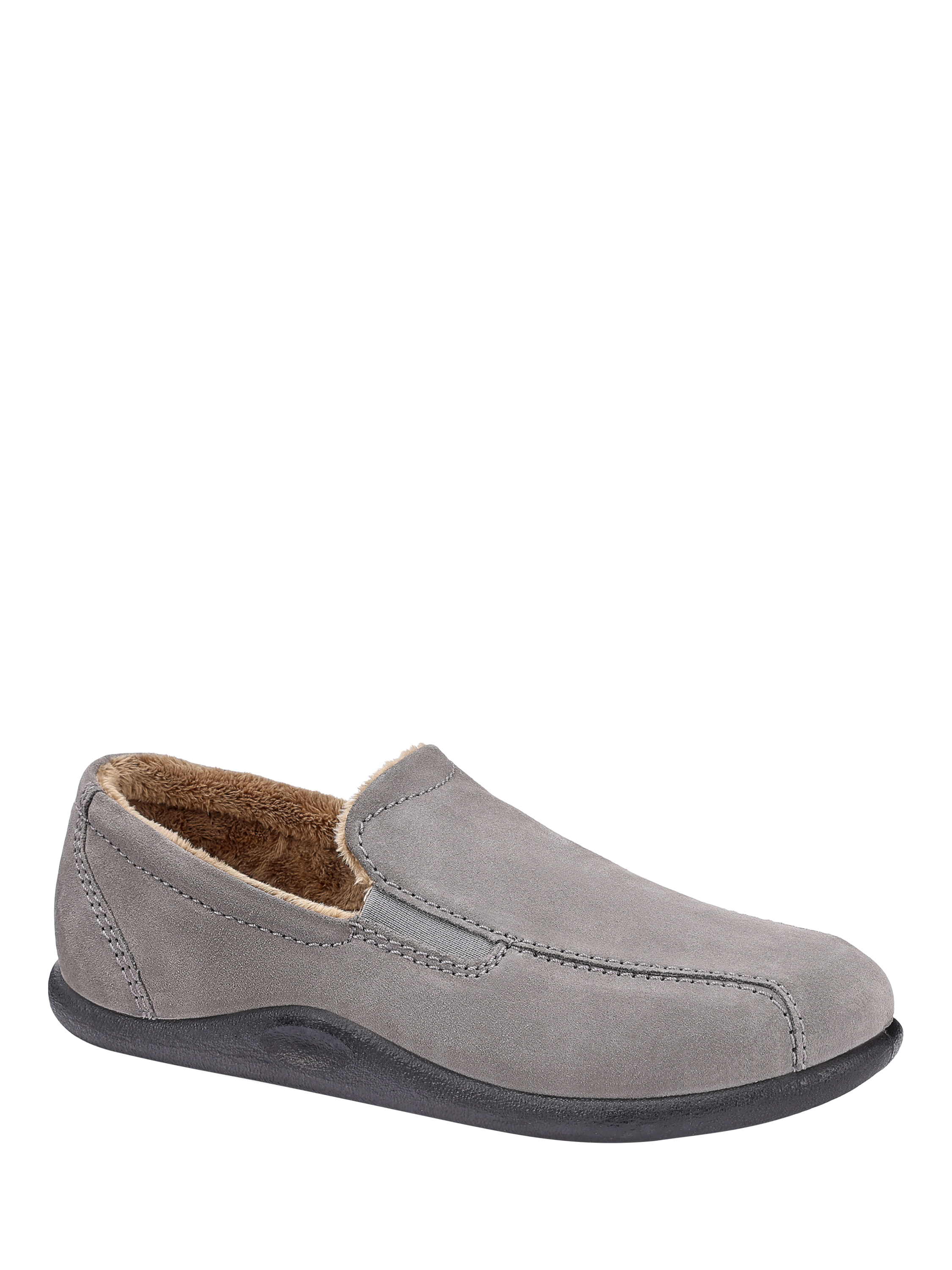 Product image 2 of 4, which shows Hotter Relax Suede Slippers, Urban Grey, 6