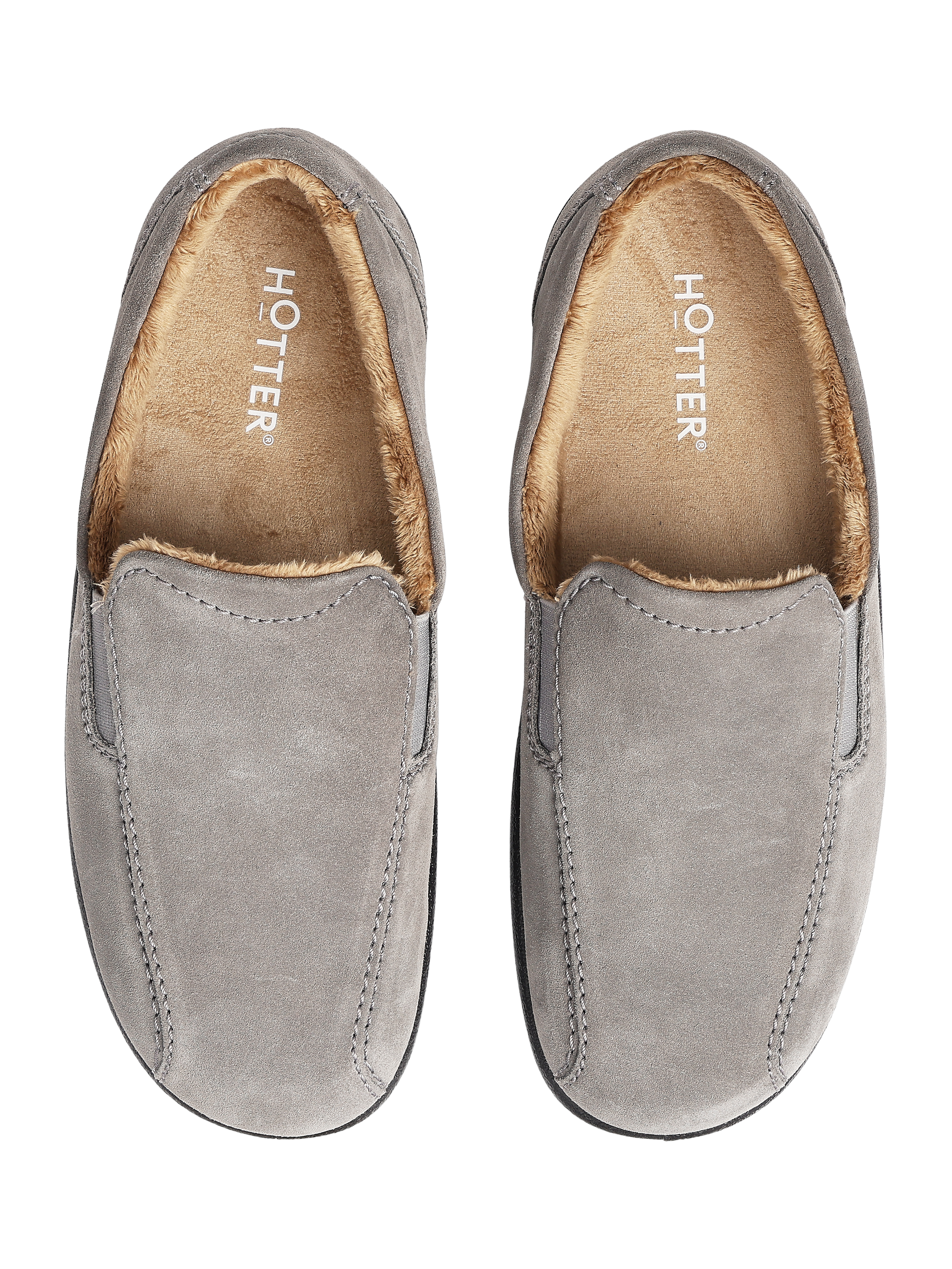 Product image 3 of 4, which shows Hotter Relax Suede Slippers, Urban Grey, 6