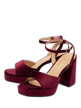 Ravel Surina Velvet Platform Heeled Sandals, Burgundy