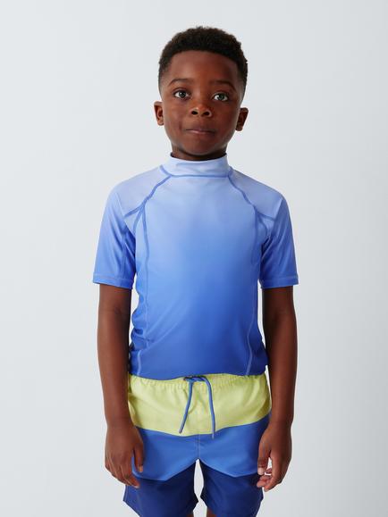 John Lewis Raglan Sleeve Ombre Rash Vest, Blue, Blue