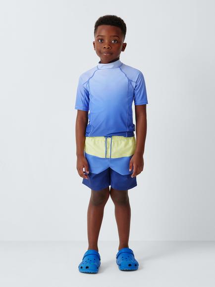 John Lewis Raglan Sleeve Ombre Rash Vest, Blue - view 2, Blue