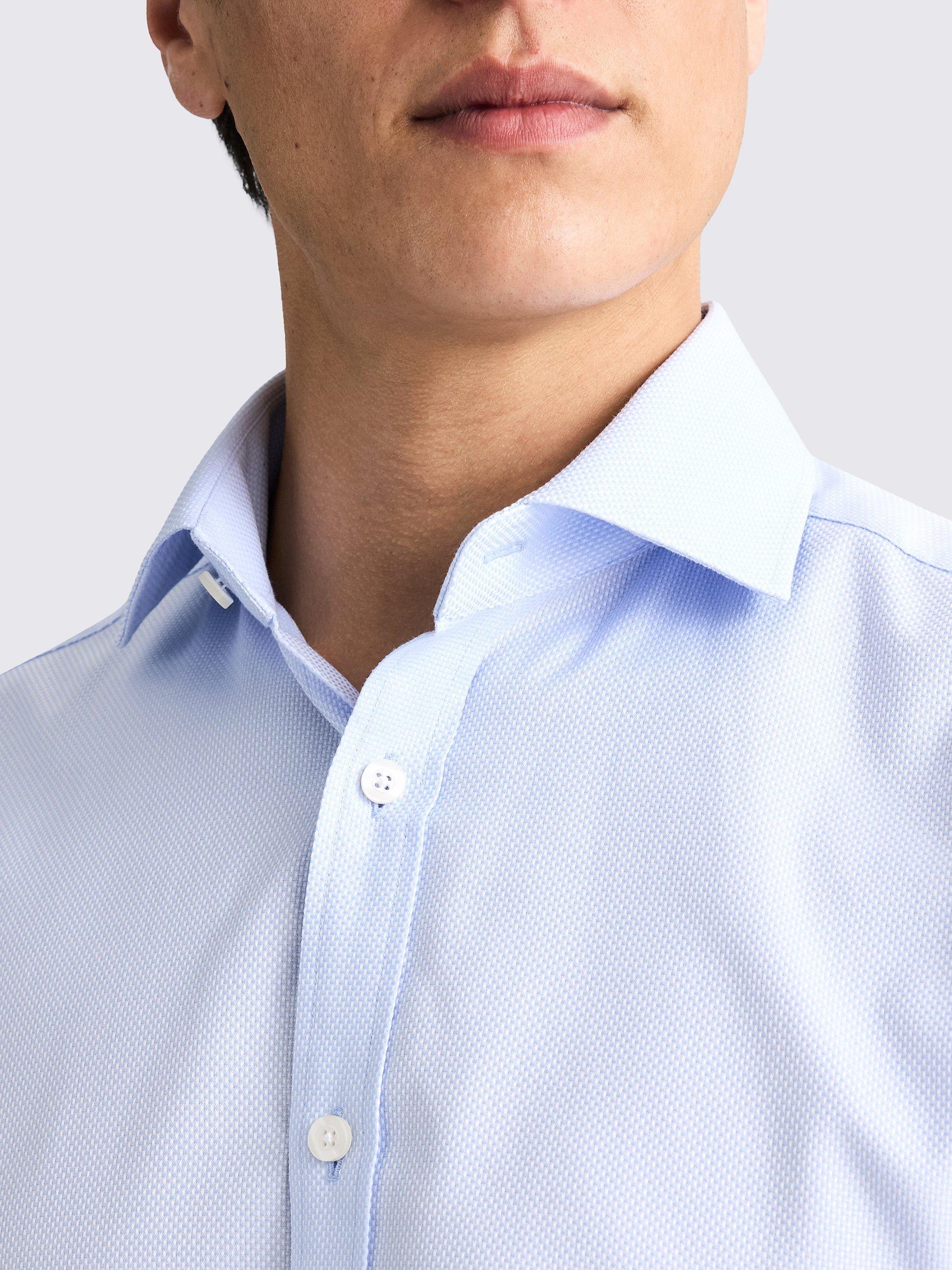 Product image 2 of 4, which shows Moss Regular Fit Cotton Alfeo Dobby Weave Shirt, Sky, 14.5