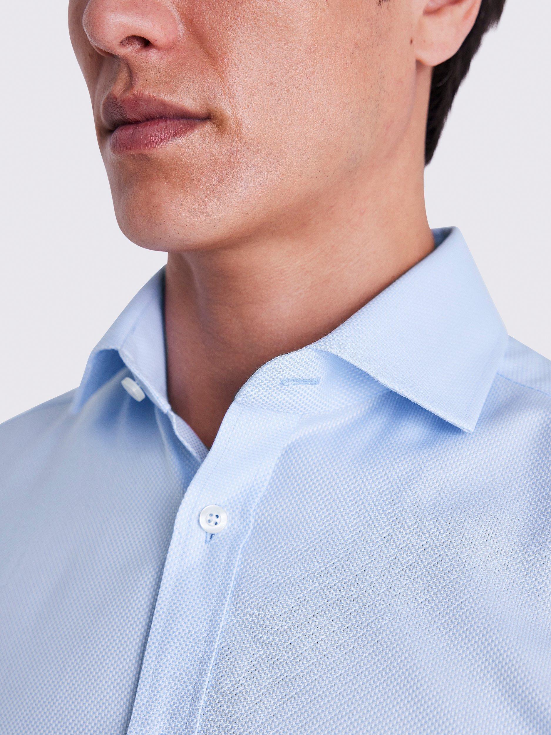 Product image 2 of 4, which shows Moss Double Cuff Long Sleeve Dobby Shirt, Sky, 14.5