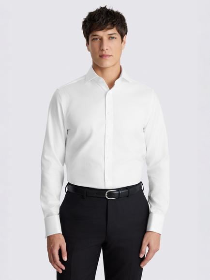Moss Tailored Fit Cotton Button Down Oxford Shirt, White