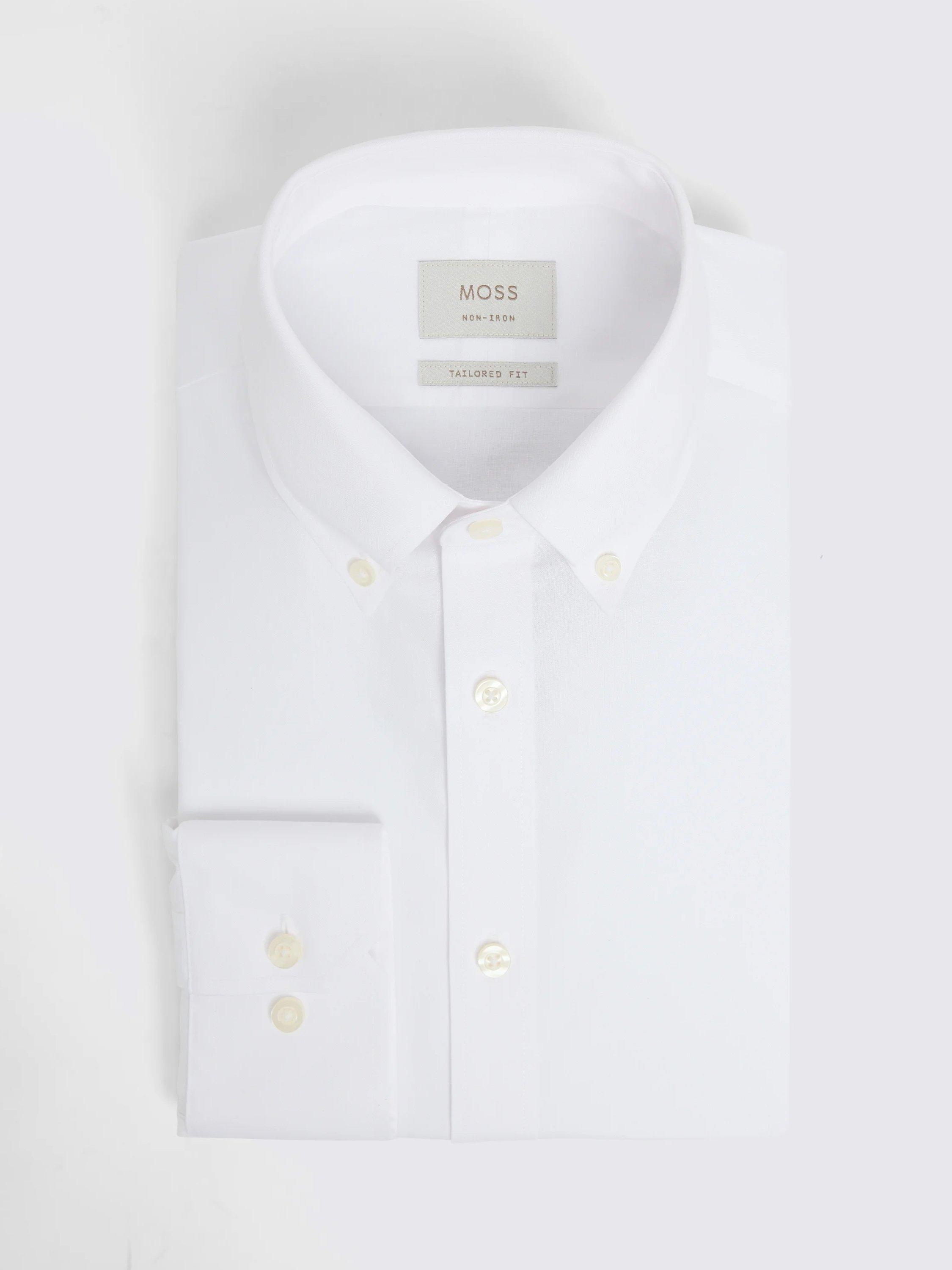 Product image 4 of 4, which shows Moss Oxford Cotton Regular Fit Shirt, White, 14.5