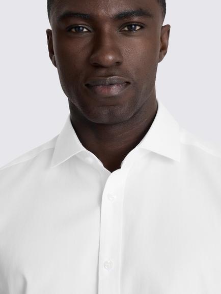 Moss Tailored Fit Cotton Pinpoint Oxford Contrast Shirt - view 2, White