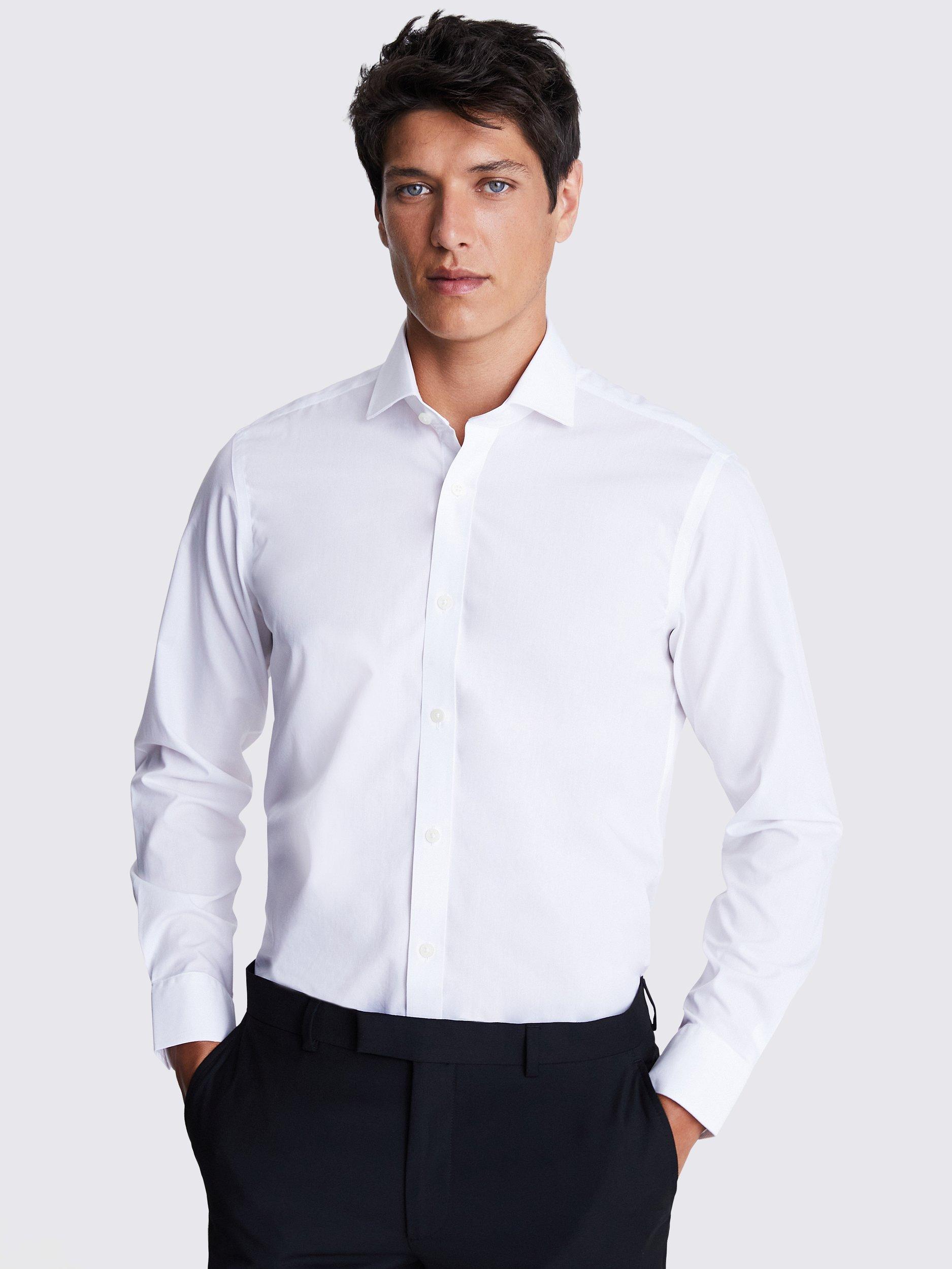Product image 1 of 4, which shows Moss Non Iron Tailored Fit Shirt, White, 14.5