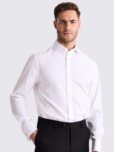Moss Tailored Fit Cotton Pinpoint Oxford Non-Iron Shirt, White