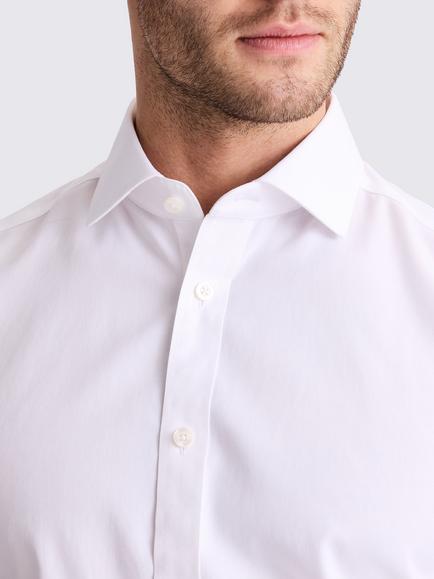 Moss Tailored Fit Cotton Pinpoint Oxford Non-Iron Shirt - view 2, White