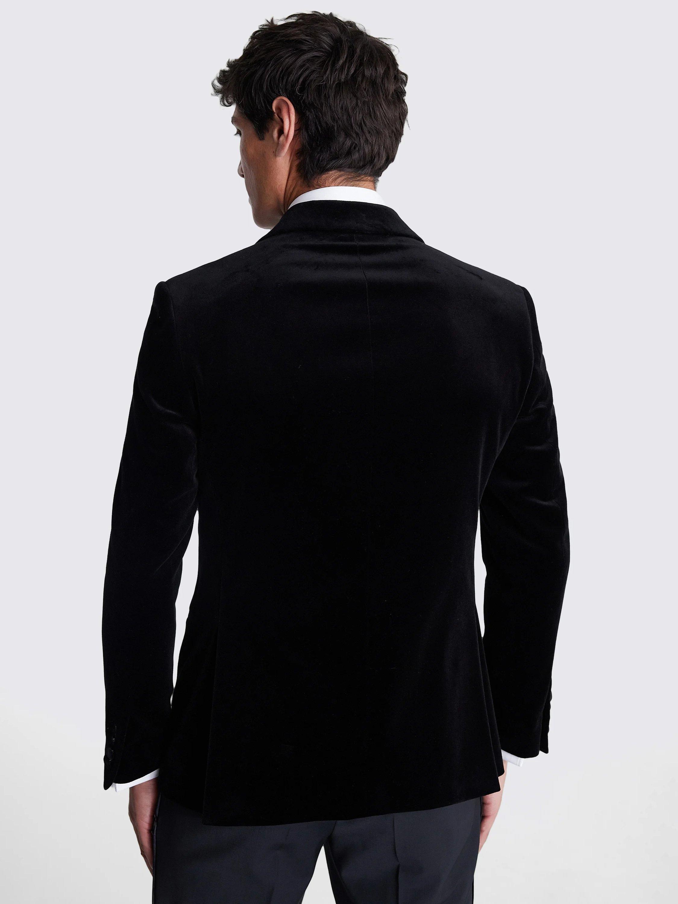 Product image 3 of 5, which shows Moss Tailored Fit Velvet Jacket, Black, 36R