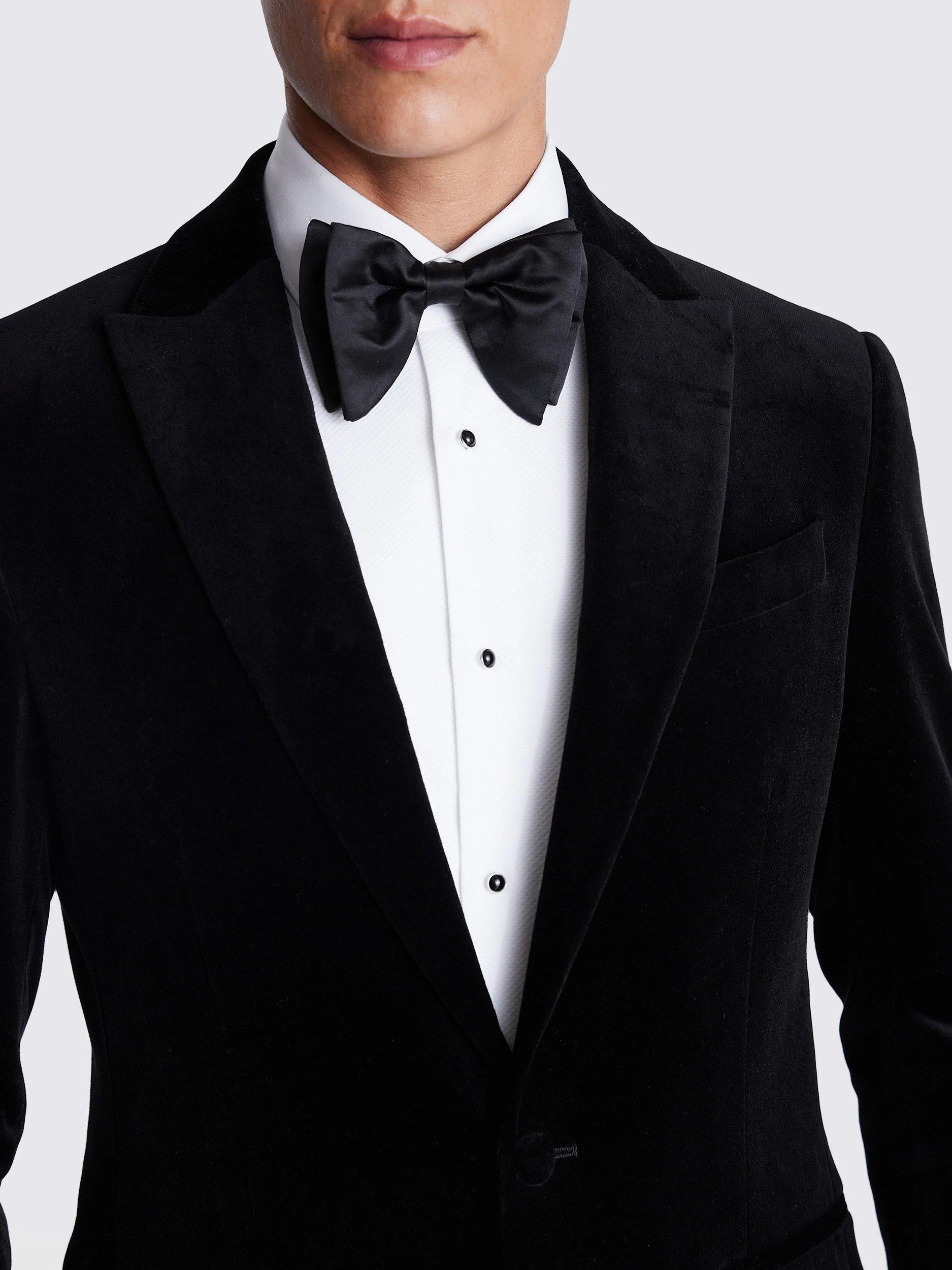 Product image 4 of 5, which shows Moss Tailored Fit Velvet Jacket, Black, 36R