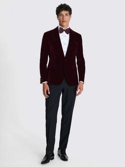 Moss Slim Fit Velvet Jacket, Burgundy - view 2, Burgundy