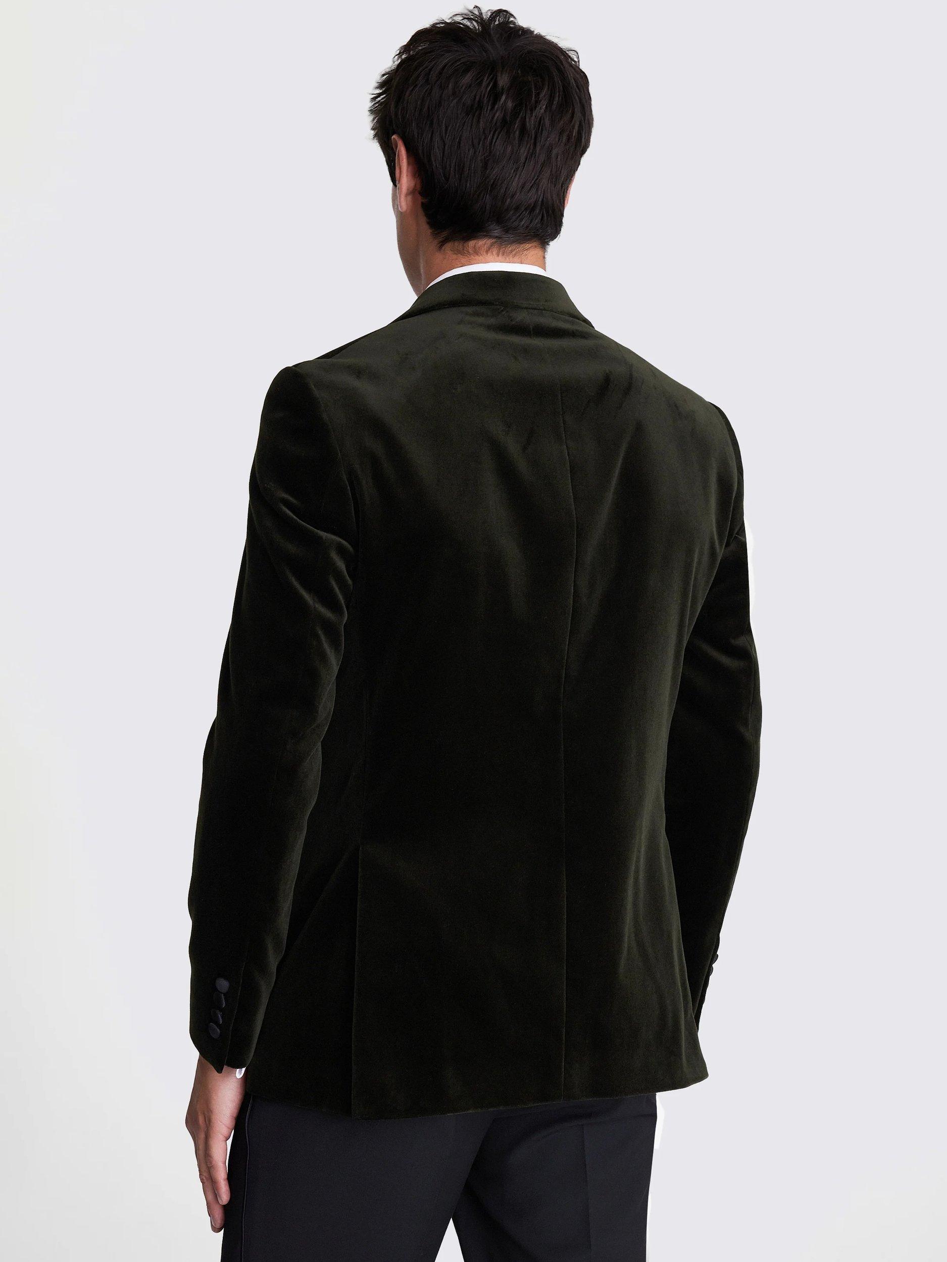 Product image 4 of 6, which shows Moss Tailored Fit Cotton Velvet Suit Jacket, Green, 36R