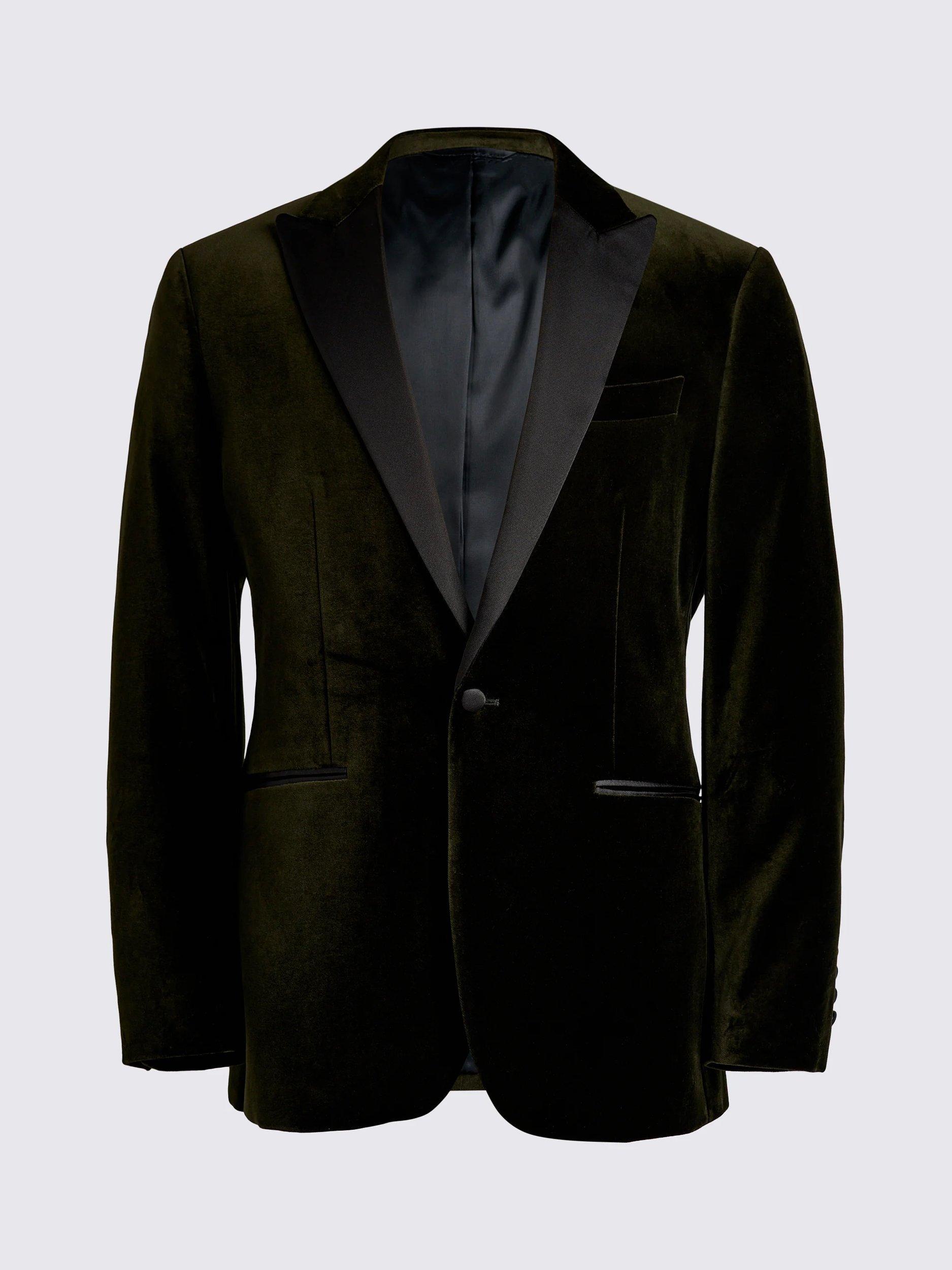 Product image 6 of 6, which shows Moss Tailored Fit Cotton Velvet Suit Jacket, Green, 36R
