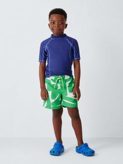 John Lewis Kids' Abstract Swim Shorts, Green - view 2, Green