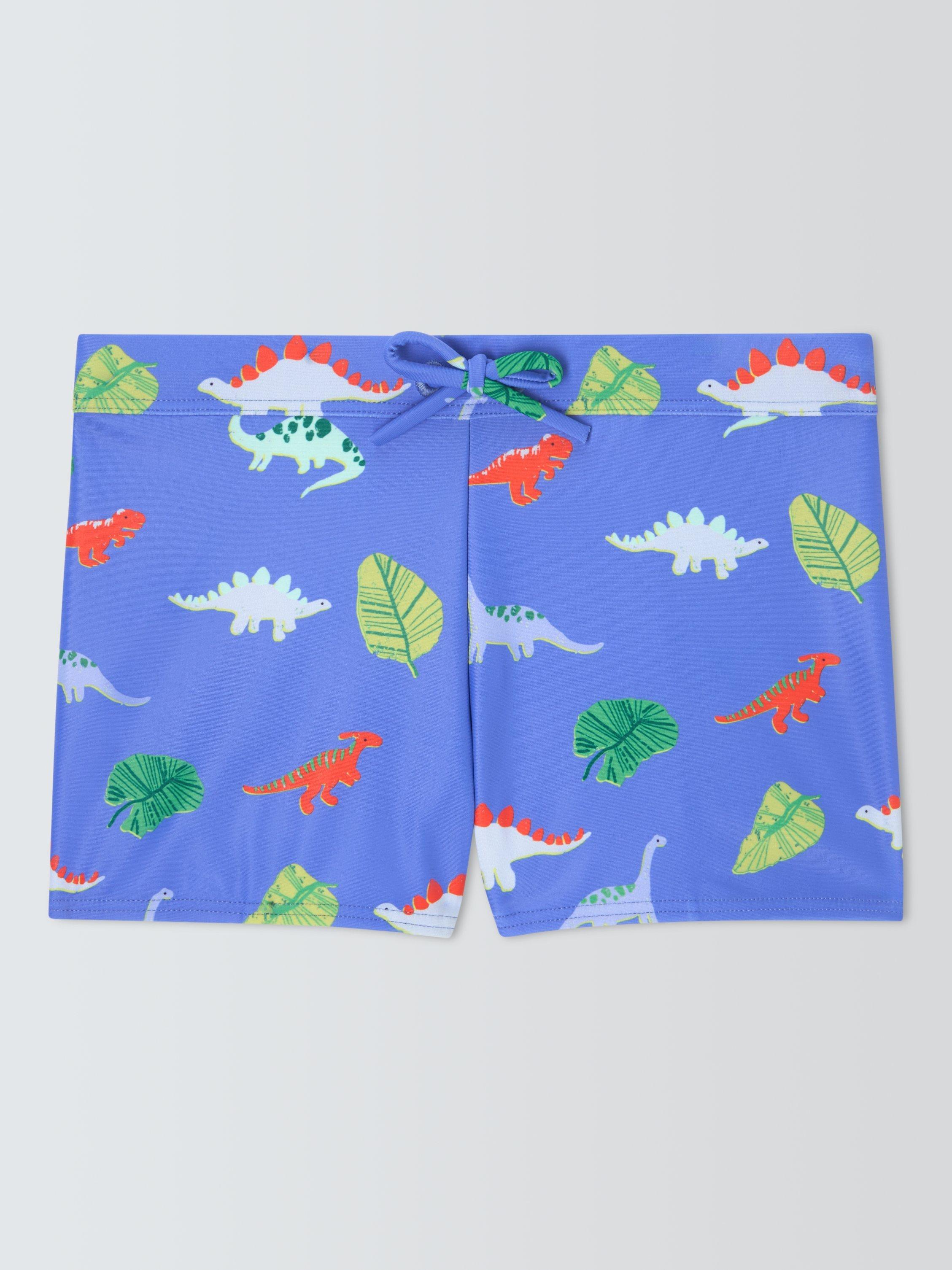 Product image 1 of 3, which shows John Lewis Kids' Mini Dinosaur Swim Shorts, Blue, 3 years