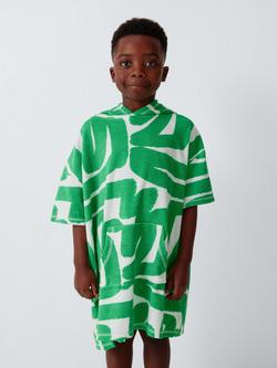 John Lewis Kids' Abstract Towelling Poncho, Green, Green