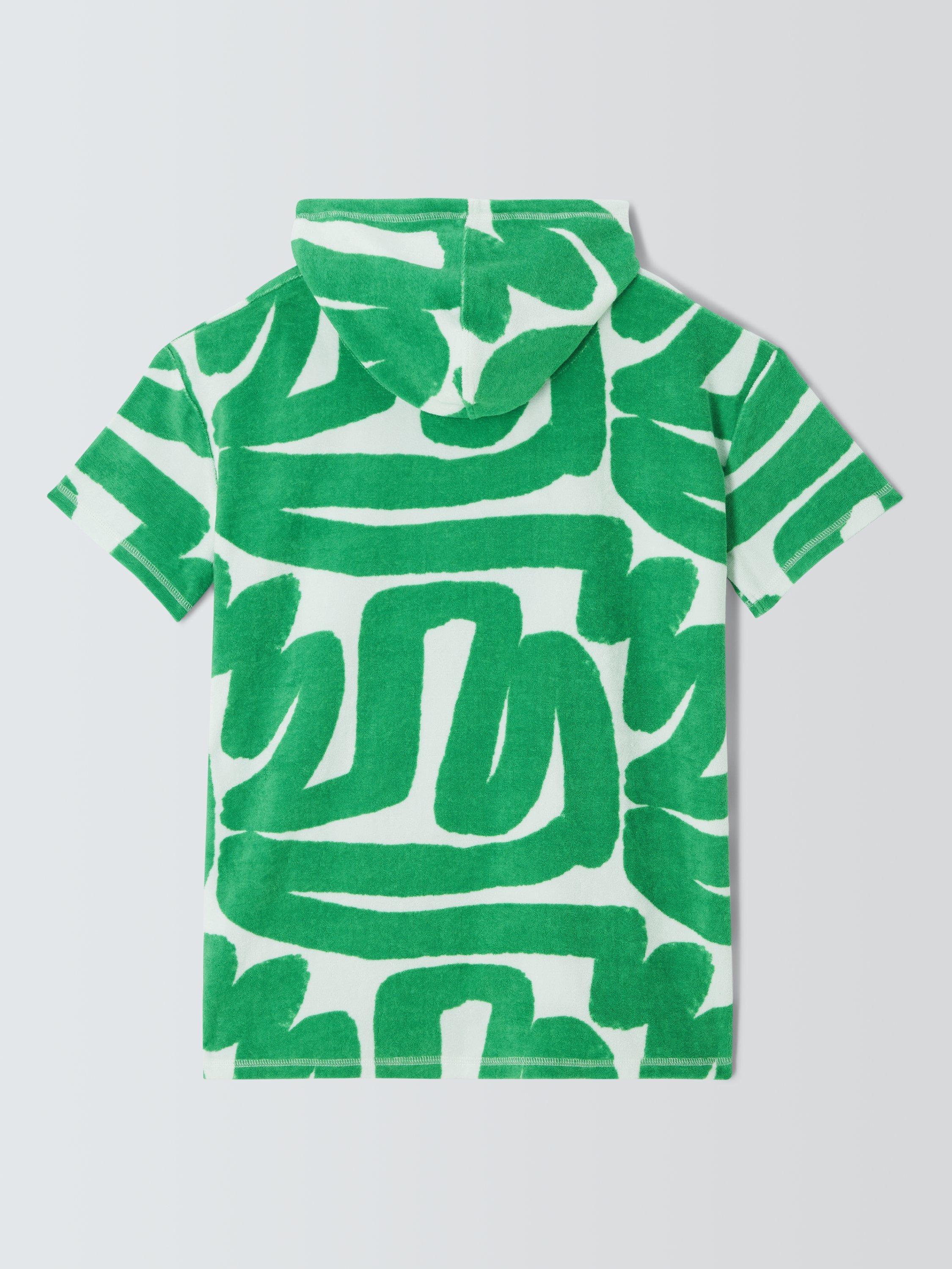 Product image 2 of 3, which shows John Lewis Kids' Abstract Towelling Poncho, Green, 3-4 years