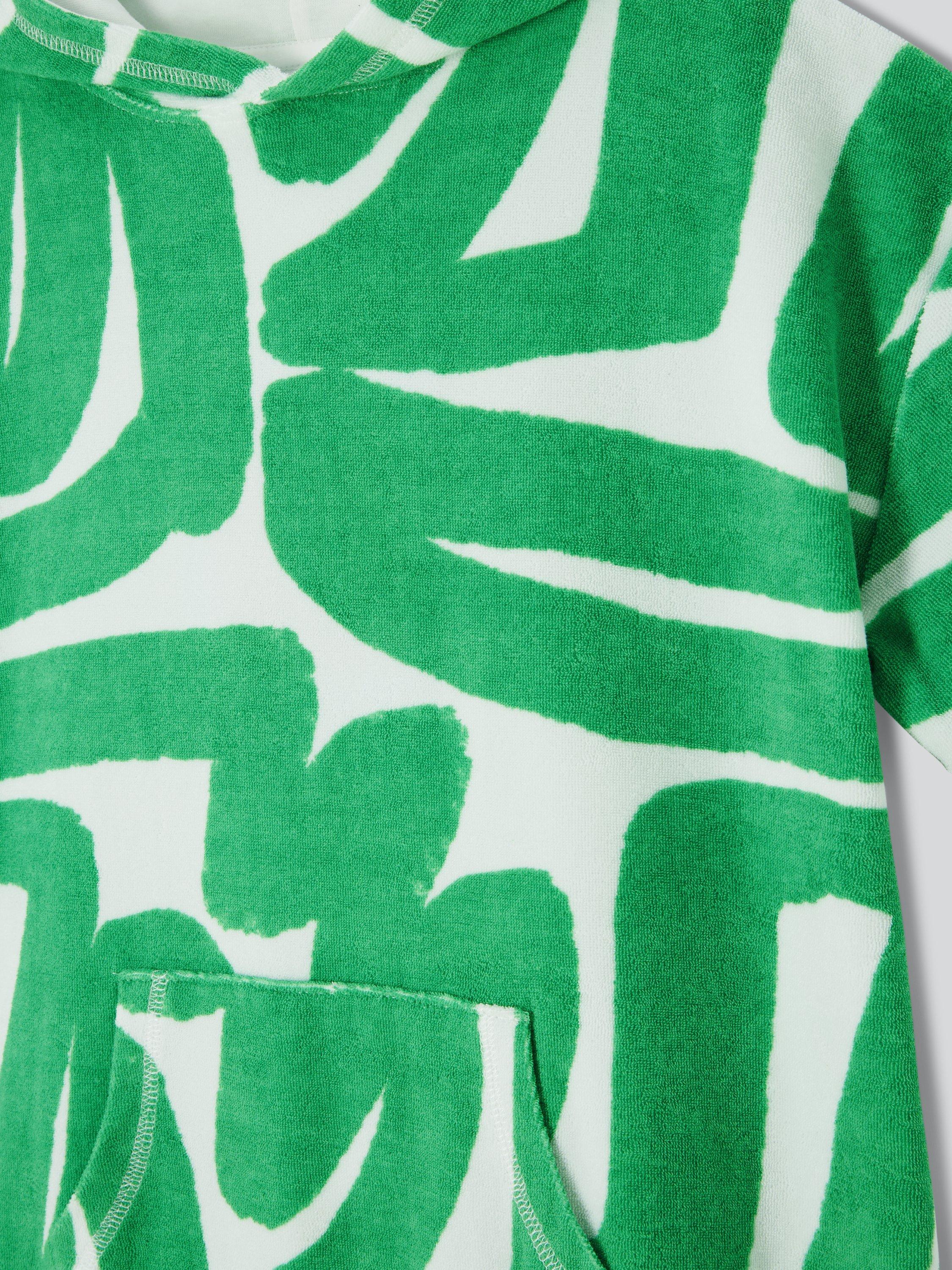 Product image 3 of 3, which shows John Lewis Kids' Abstract Towelling Poncho, Green, 3-4 years