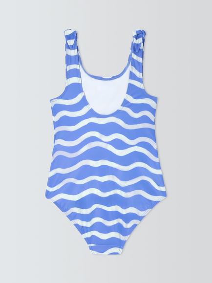 John Lewis Kids' Floral Wave Swimsuit, Blue Multi - view 2, Blue Multi