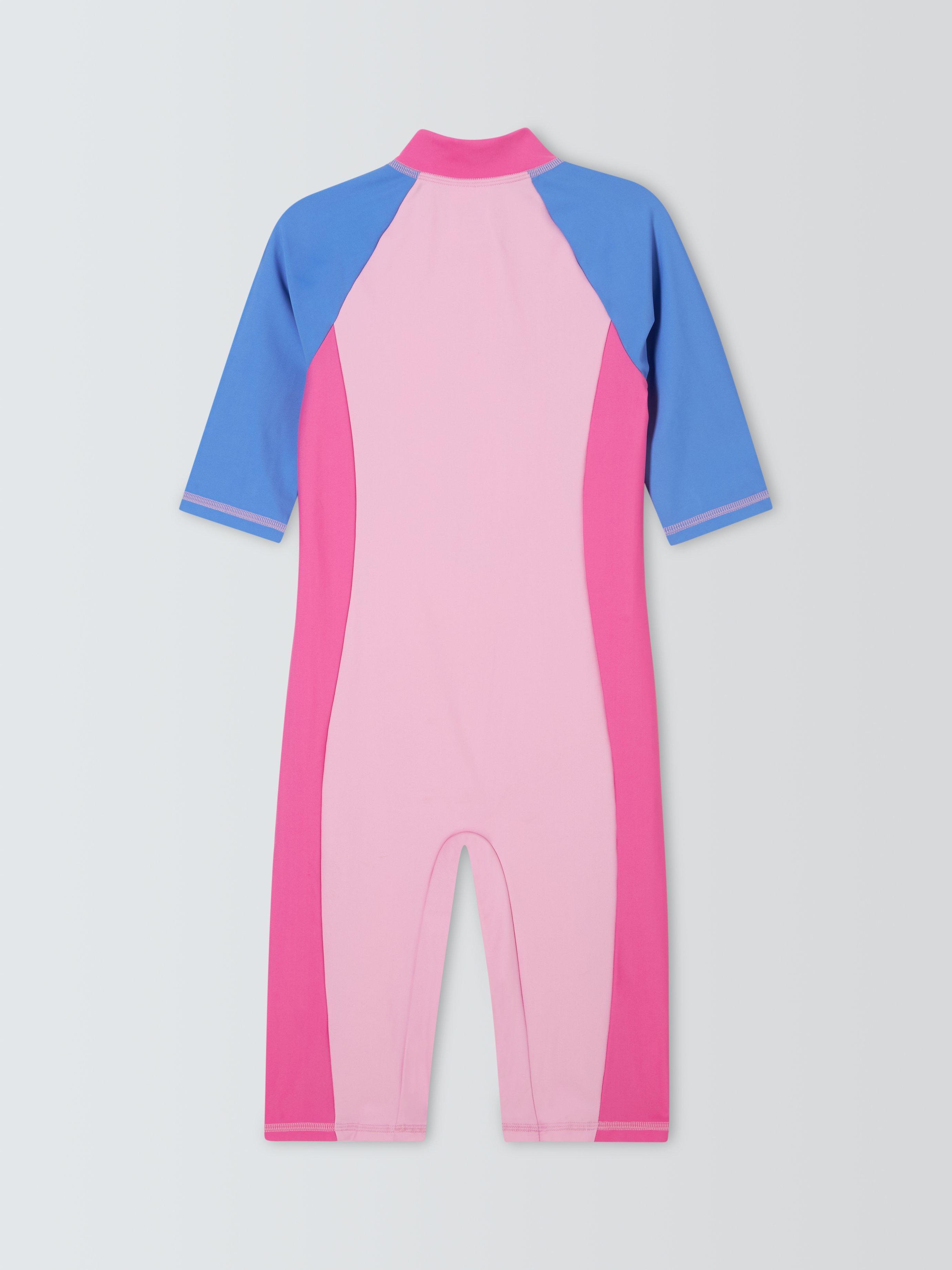 Product image 2 of 3, which shows John Lewis Sunpro Colour Block Swimsuit, Pink Multi, 3 years