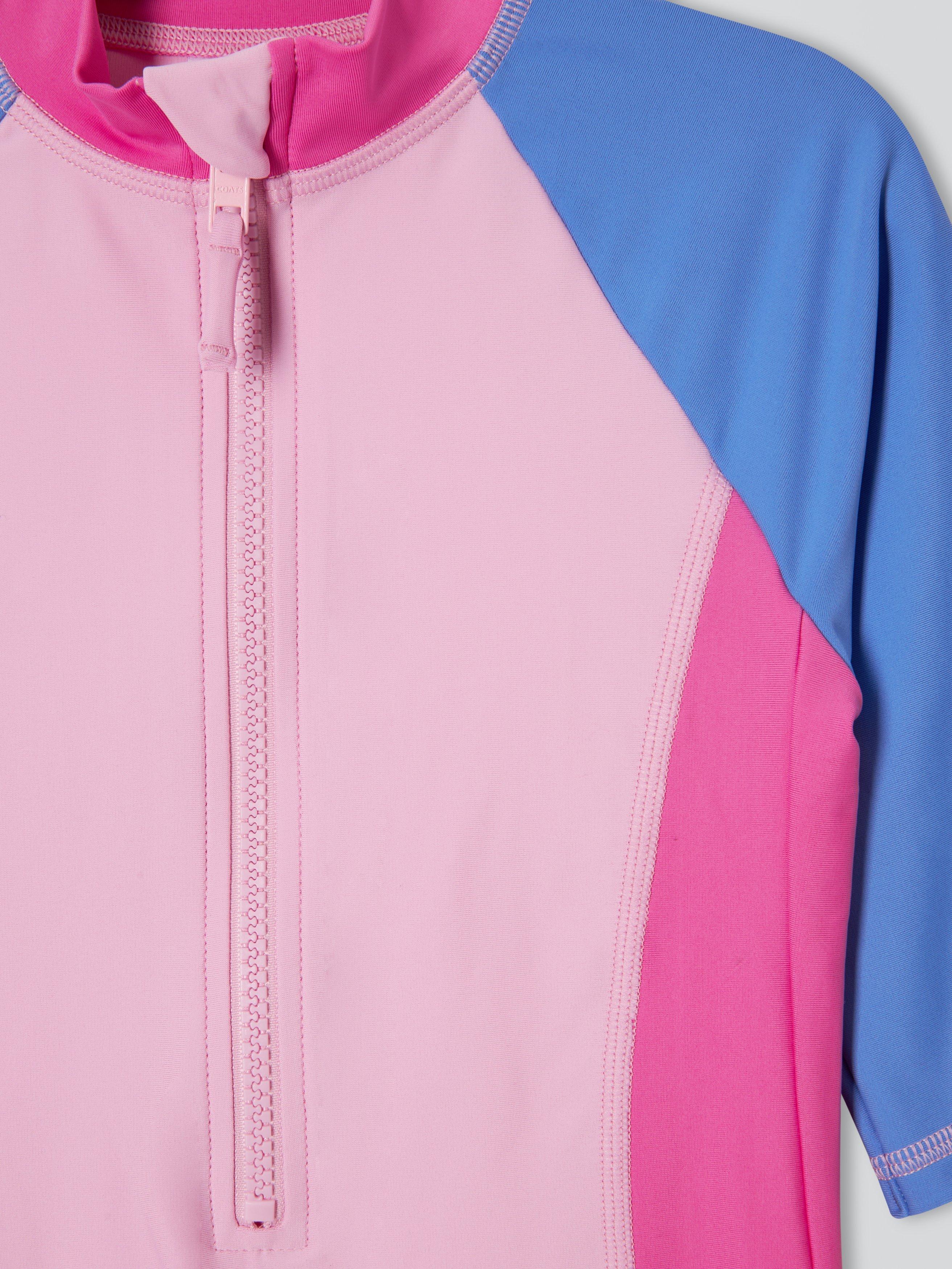 Product image 3 of 3, which shows John Lewis Sunpro Colour Block Swimsuit, Pink Multi, 3 years