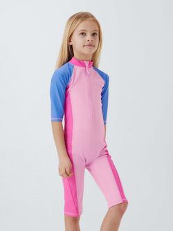 John Lewis Sunpro Colour Block Swimsuit, Pink Multi - view 2, Pink Multi